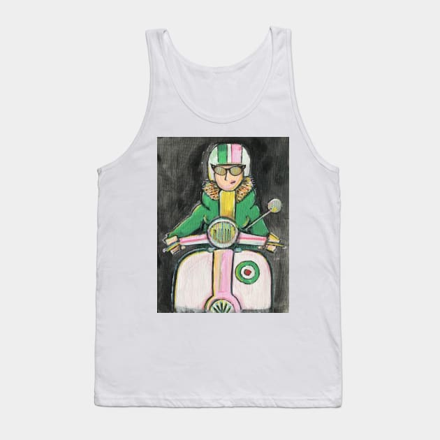 Retro Scooter, Classic Scooter, Scooterist, Scootering, Scooter Rider, Mod Art Tank Top by Scooter Portraits